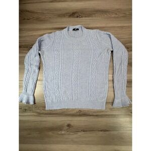 J. Crew Cable Knit Wool Blend Sweater Light Blue Women's XS Cottagecore Preppy